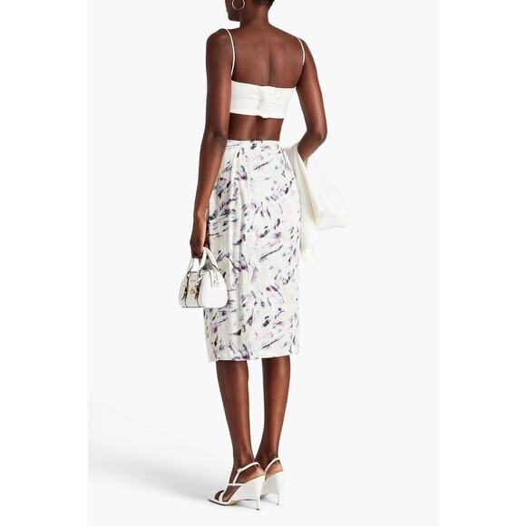 NWT IRO Kerim Skirt Size 8 Beige Purple Wrap Effect Drape Designer Casual Spring - Picture 4 of 16